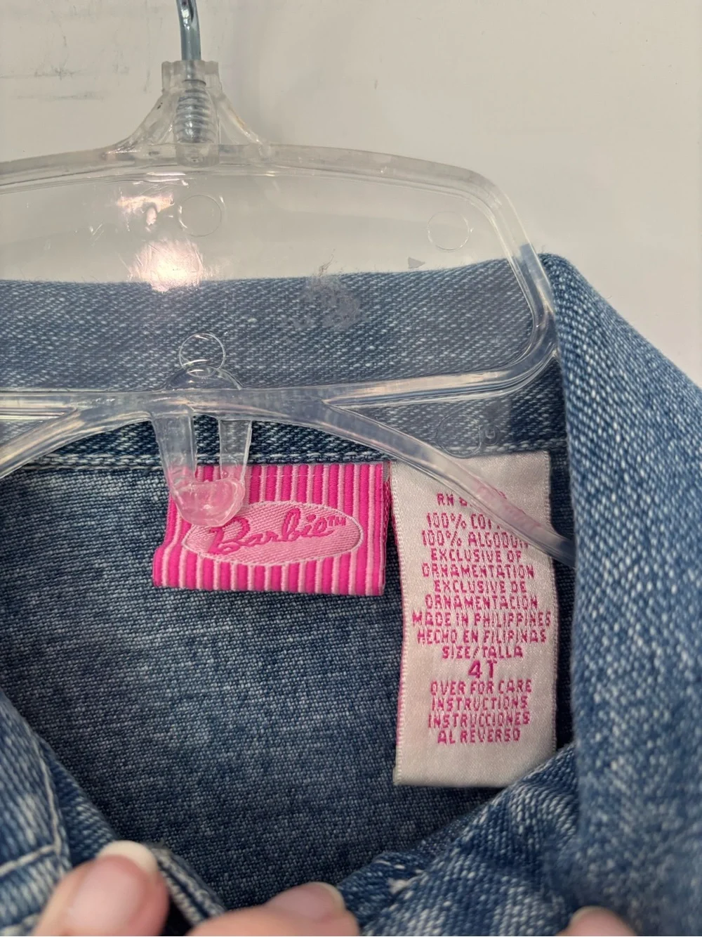 Vintage 1997 Mattel Barbie Embroidered Denim Jean Jacket 4T